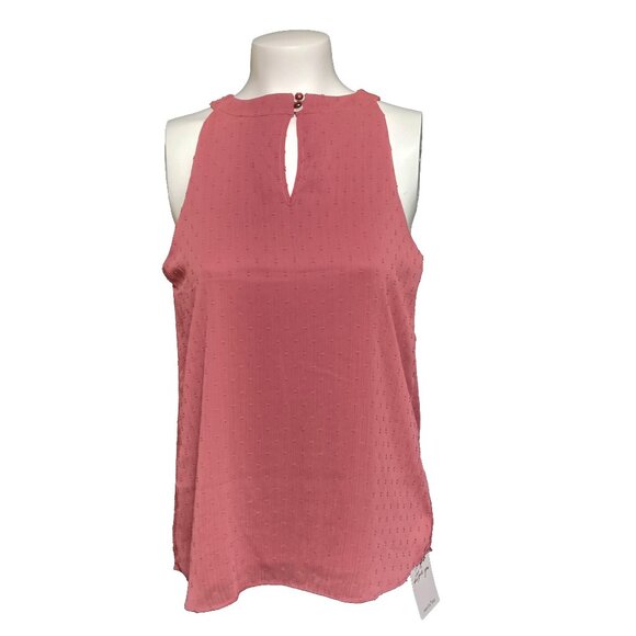 Mauve BCX Juniors' Clip-Dot Ruffle-Front Sleeveless Top - Picture 1 of 4